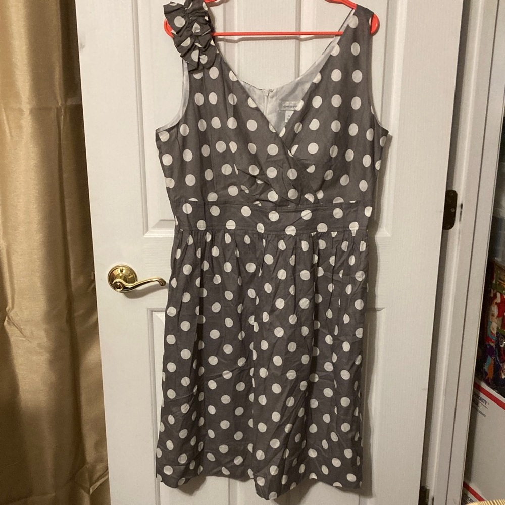 Dressbarn Gray and White Polka Dot Dress, size 16